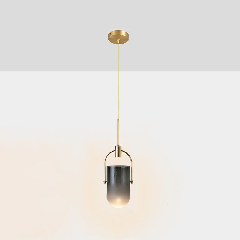 Bucket Shape Hanging Lighting Modern Style Glass 1 Light Pendant Lamp for Restaurant