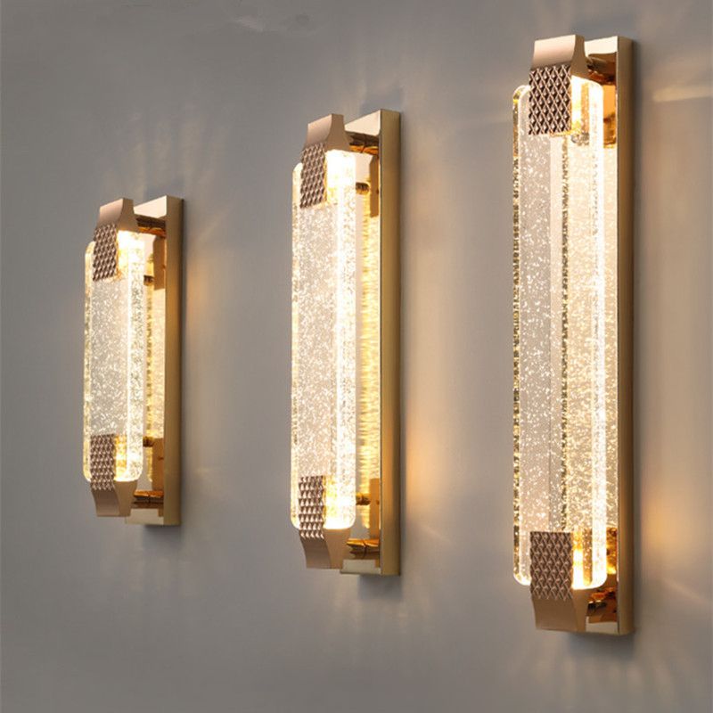 Golden Single Contemporary Bathroom Vanity Light Crystal LED Bath Bar