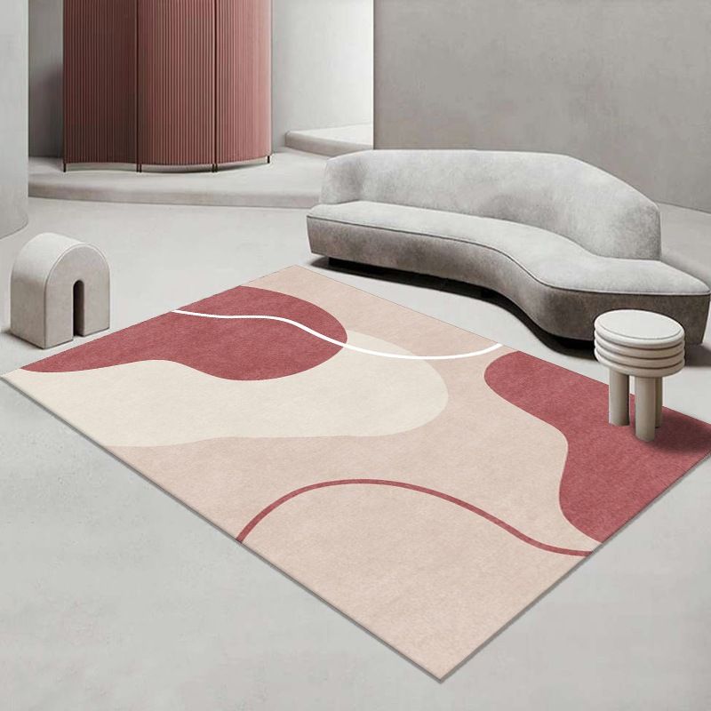 Tapis de couleur contrastée rose clair, tapis nordique en Polyester résistant aux taches pour la décoration de la maison