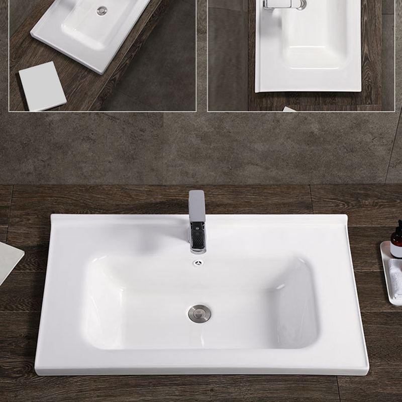 Modern White Bathroom Sink Rectangular Ceramic Bathroom Sink