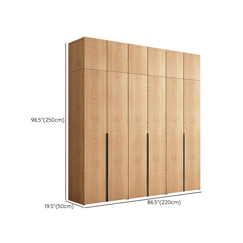 Contemporary Freestanding Natural Wardrobe Oak Solid Wood Wardrobe with Shelves