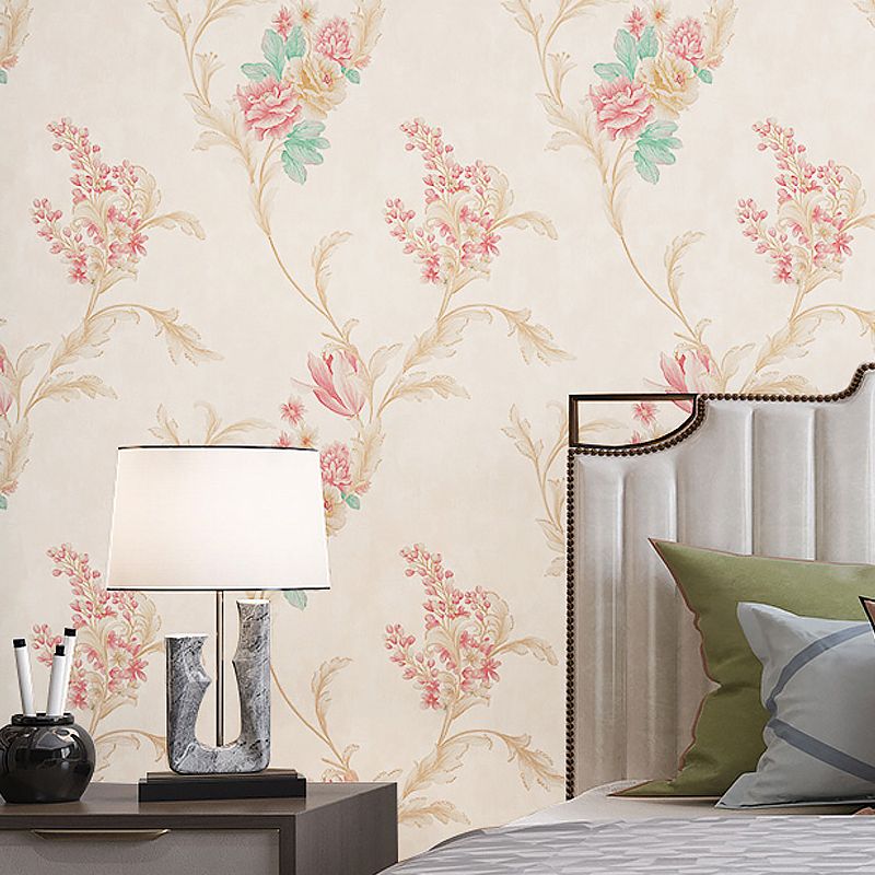 57.1-sq ft Flower Wallpaper for Bedroom Peony Branch Wall Decor in Dark Color, Moisture Resistant