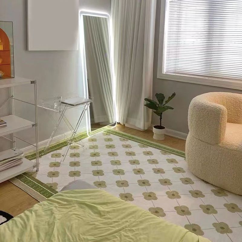 Green Modern Rug Graphic Polyester Tear Resistant Rug for Drawing Room