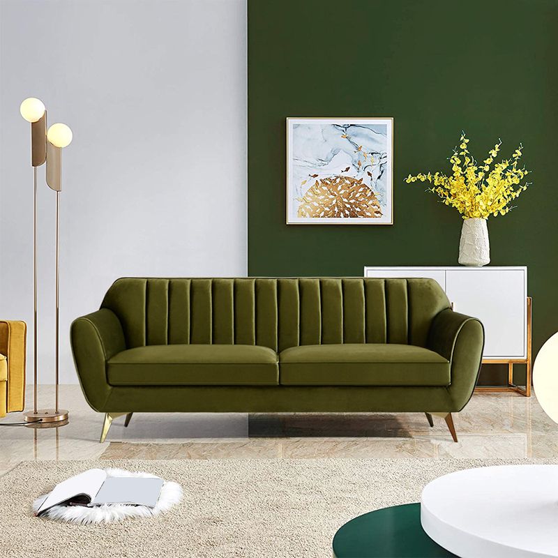 33.4"H Flared Arm Solid Color Velvet Standard Sofa for Living Room