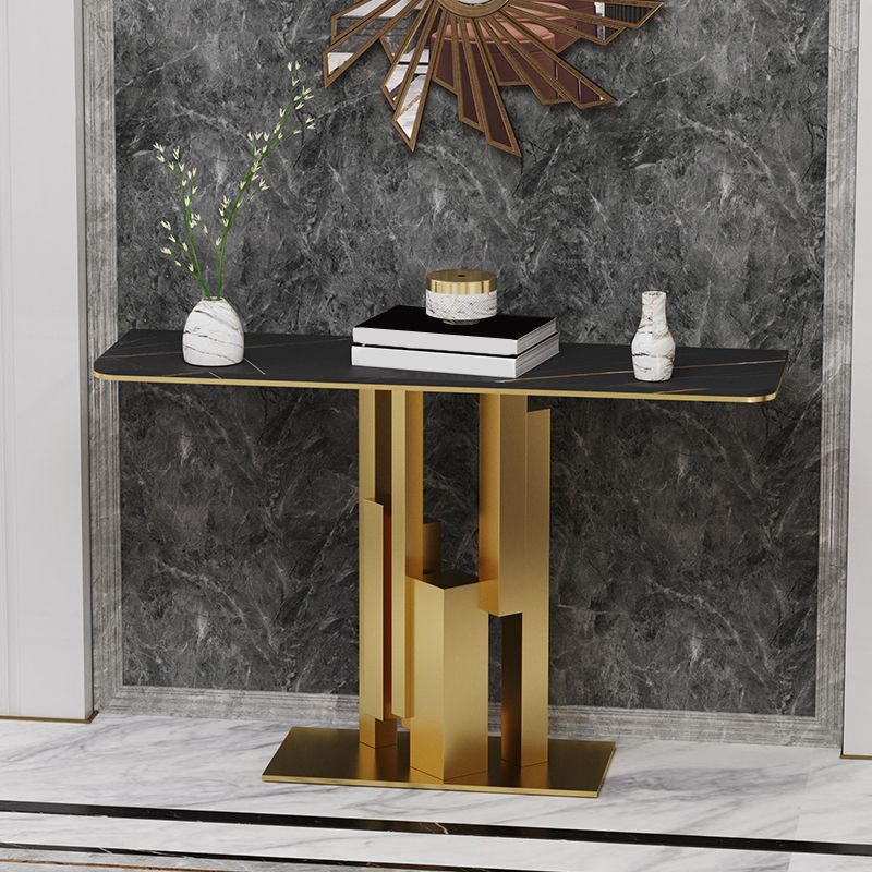 Glam Rectangular Stone Console Table -  11.81" W x  31.50" H Console Table