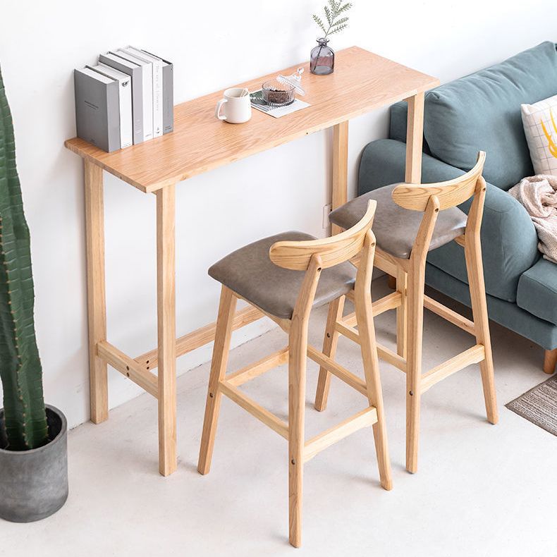Scandinavian Restaurant Rubberwood Stool Matte Finish Upholstered Bar Stools