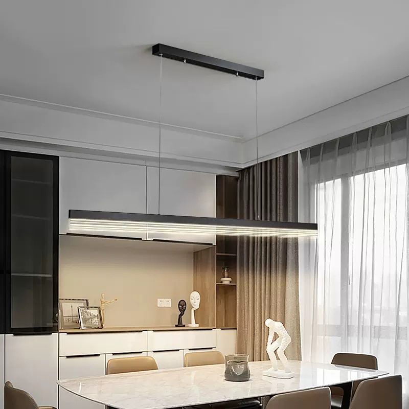 Linear Hanging Lamp Modern Mental 1 Light Hanging Light for Dining Room