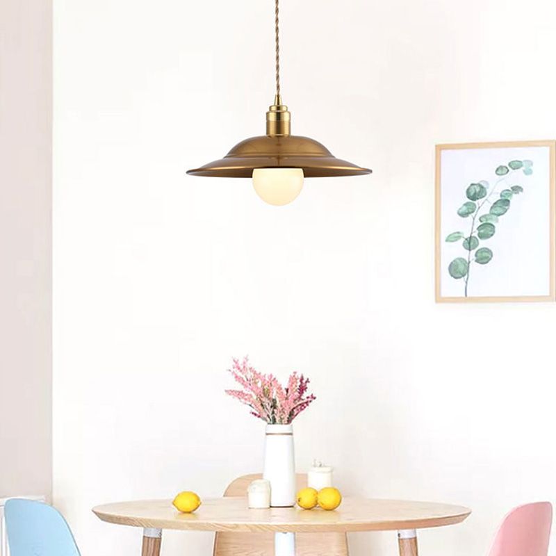 Modern Shaded Hanging Pendant Light Metal Dinning Room Suspended Lighting Fixture in Gold