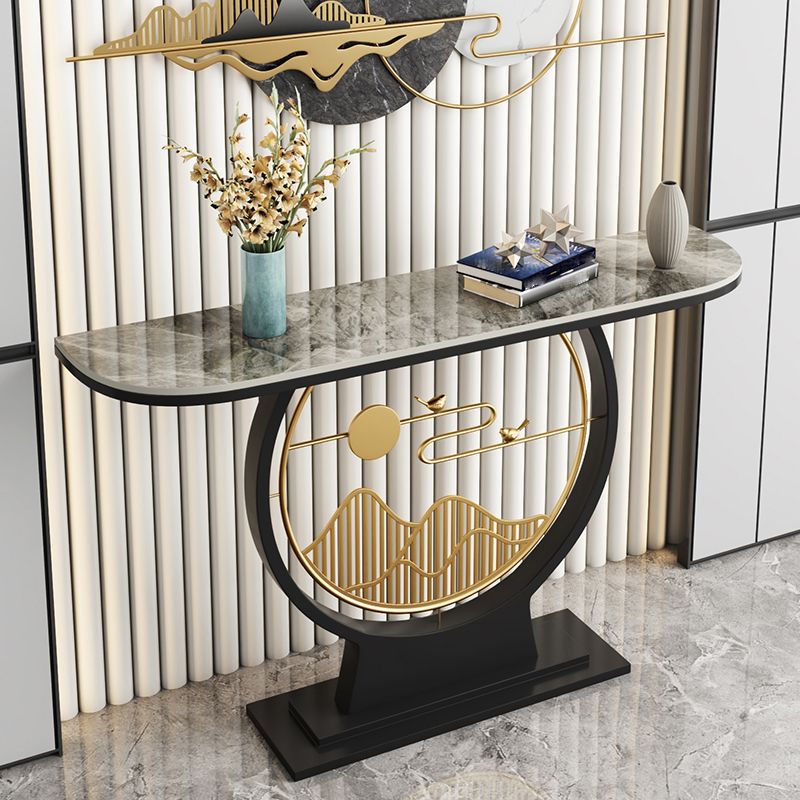 Marble/metal Half Moon Glam Scratch Resistant Abstract Console Table