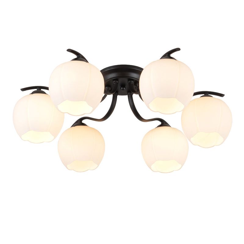Luz de techo de montaje semi-flush sombreado Sala de estar Minimalista Semi Flush Mount en negro