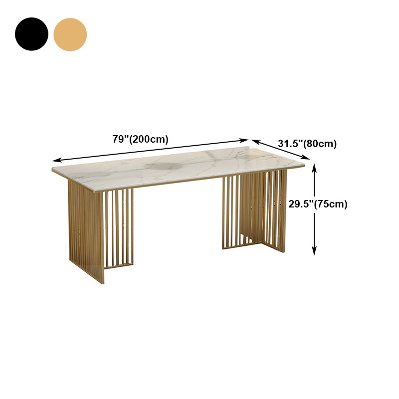 Luxury 1/5 Pieces Rectangle Dining Set Sintered Stone Dining Table with Leather Chairs