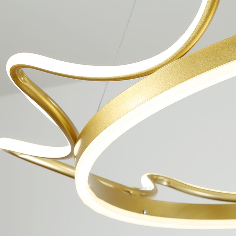 Crown Chandelier Light Fixtures Modern 2-Light Suspension Pendant Lamps with White Acrylic Shade