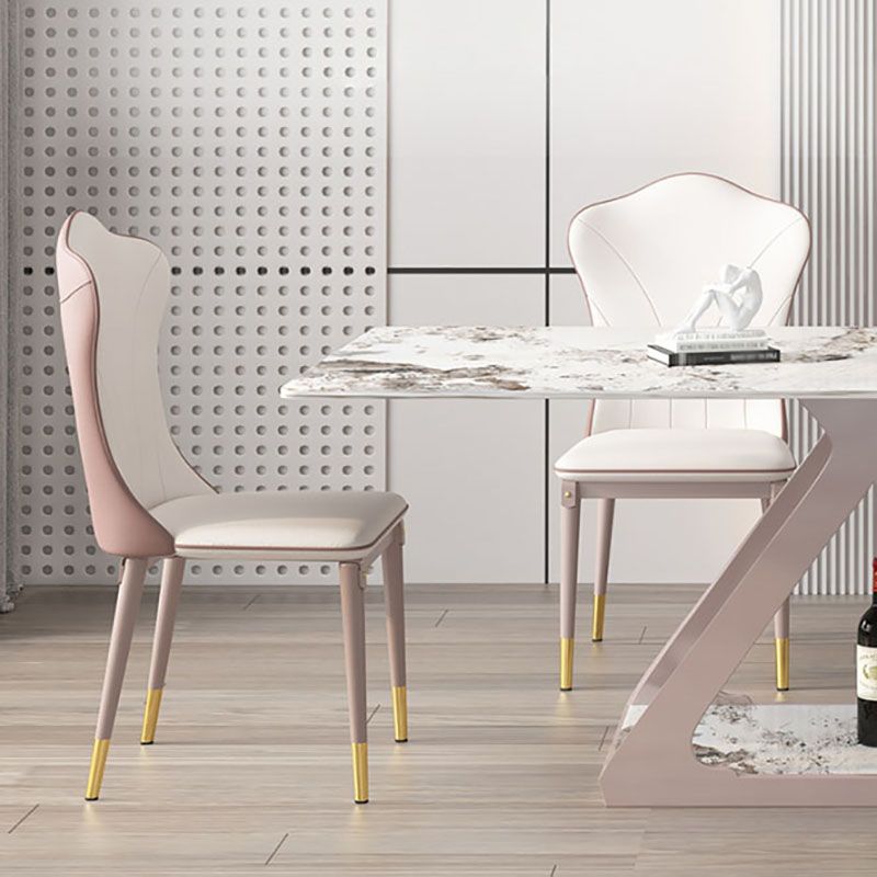 Leather Dining Side Chair Scandinavian Design Solid Back Armless Dining Chairs