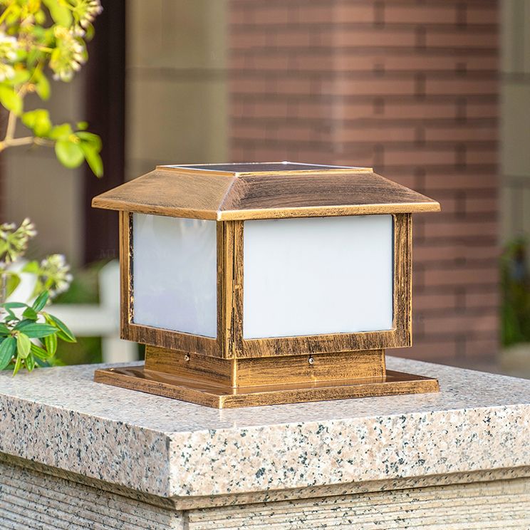 Geometric LED Pillar Light Modern Solar Lighting Fixture for Garden