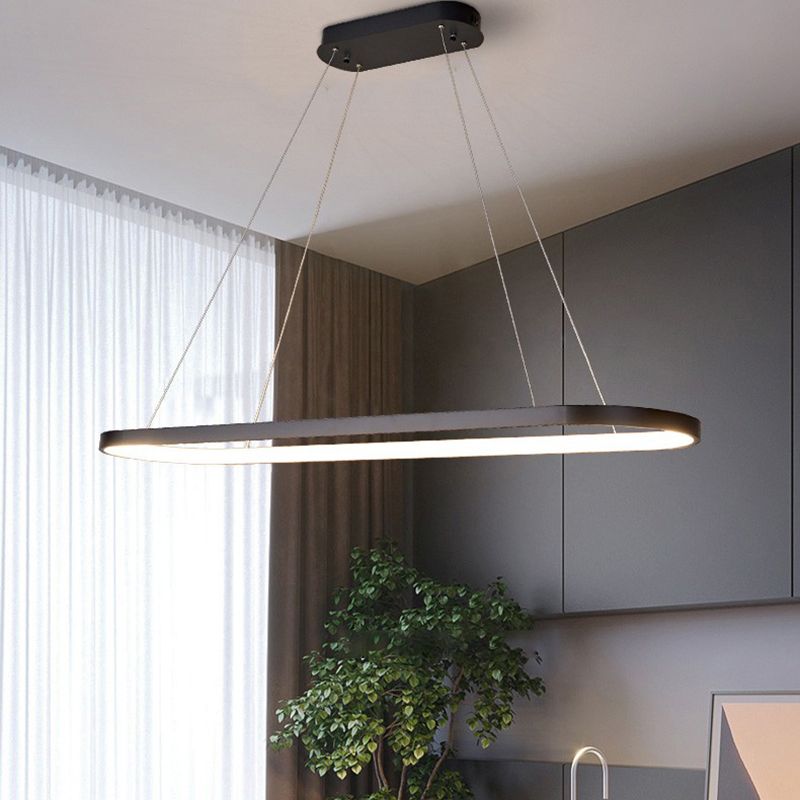Modern sala da pranzo illuminazione ovale con soffitto a sospensione di metallo lampadario