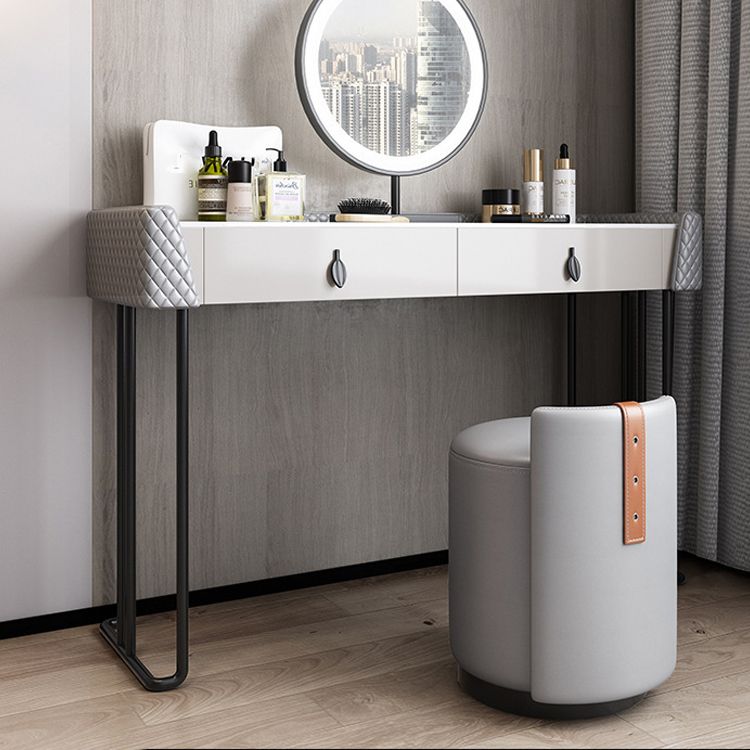 Gray Vanity Desk with 2 Storage Drawers 17.32" Wide Wood Vanity Set, Modern Style