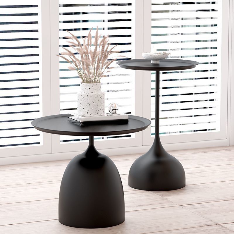 Mid-Century Modern Iron 2 Piece Bunching Tables with Pedestal Base