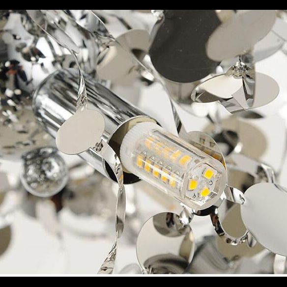 Stainless Steel Leaves Pendant Light Modern 3-Light Sequin Chandelier for Clothing Store