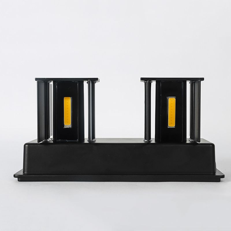Black 4-Light LED Wall Lamp in Modern Simplicity Aluminium Rectangular Wall Light with Glass Shade