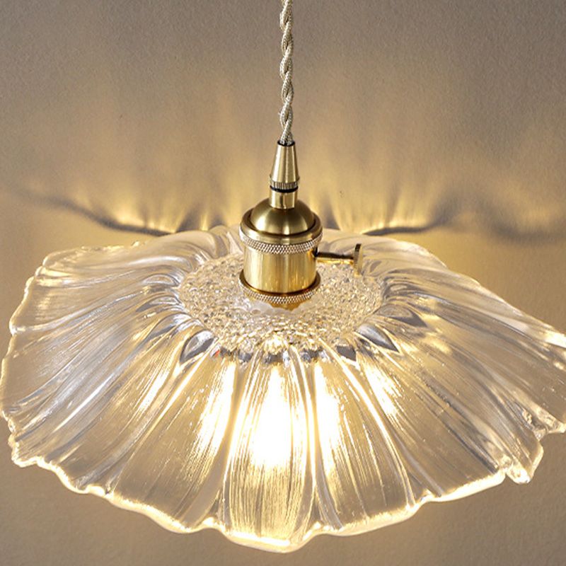 Pot Cover Shape Hanging Lighting Industrial Style Glass Hanging Lamp