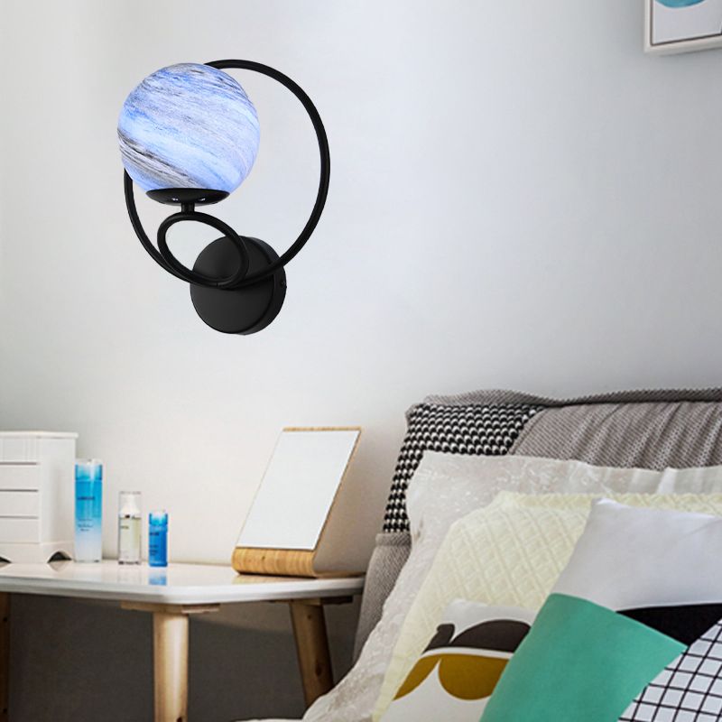 Contemporary Wall Sconce Globe Glass Wall Light Fixture for Living Room