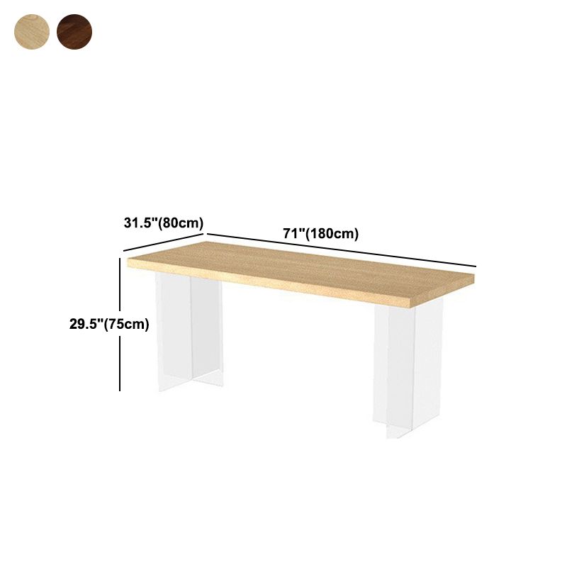 Solid Wood Double Pedestal Table Rectangle Modern Dining Room Kitchen Table