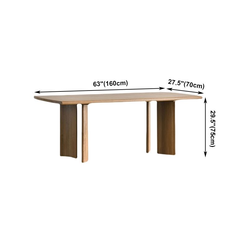 Bois massif 4 jambes Table moderne Rectangle Tablette de dinette fixe