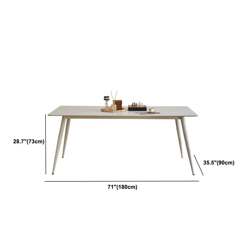 White Modern Stone Writing Desk Parsons Rectangular Office Desk for Home