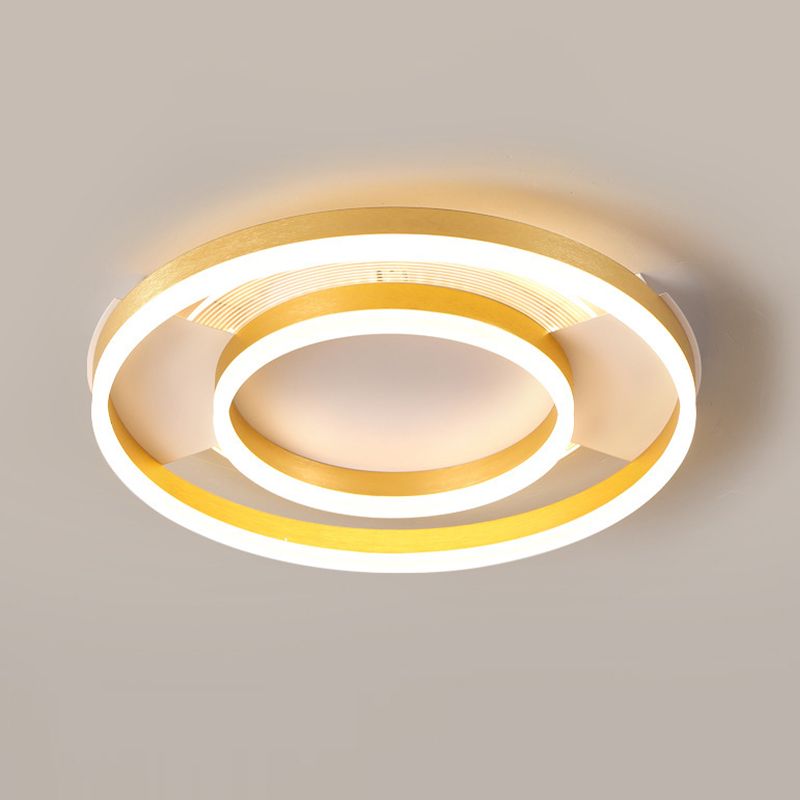 Gold Ceiling Mount Light Round LED Ceiling Light with Silica Gel Shade for Bedroom