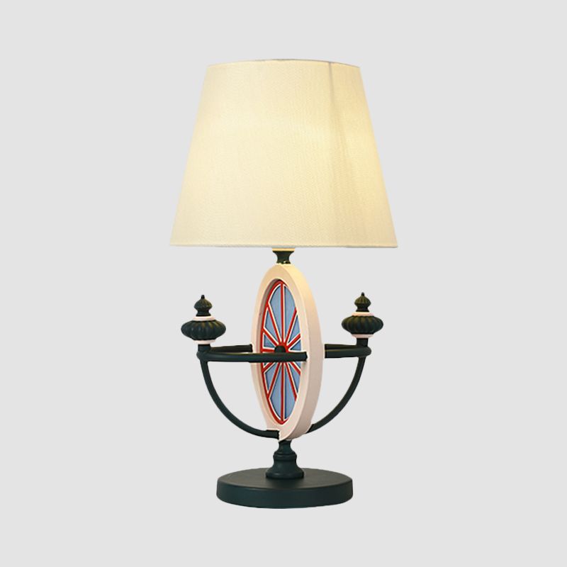 Schwarz/Blau -Barrel -Nachttisch leichter nordischer Stil 1 Kopfstoffschreibtisch Lampe mit Ruderbasis Design