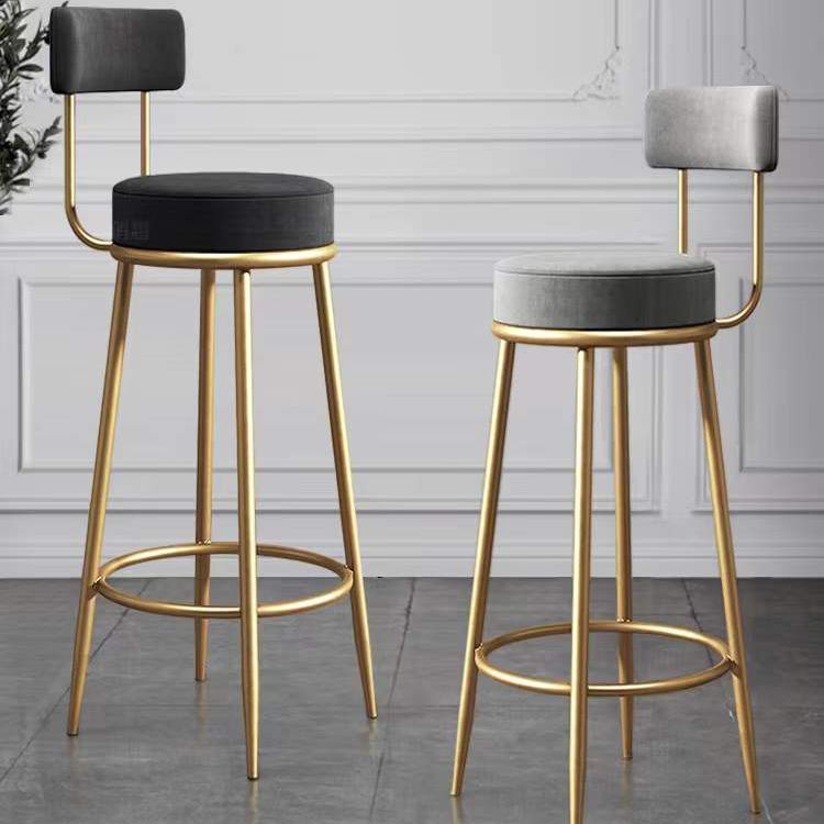 Nordic Glam Bar-stool Liftable Leather Counter Bar Stool with Metal Legs