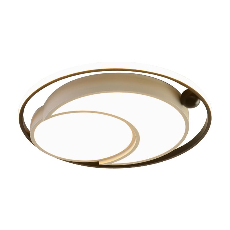 White / Black Round Flush Mount Ceiling Light Nordic Acrylique DEL Ceiling Mounted Light for Bedroom in Warm / White, 18 "/21.5" Dia
