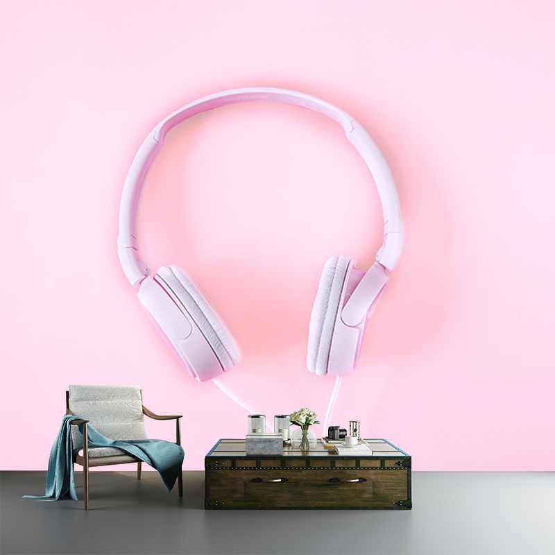 Washable Stain Resistant Wall Mural Wallpaper Headphones Sitting Room Wall Mural