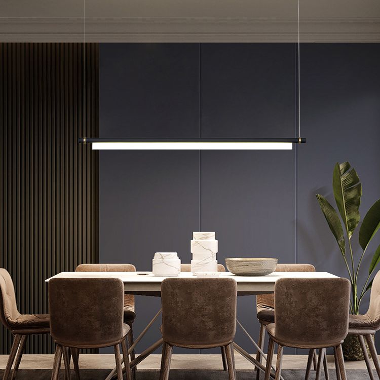Lampada il lampadario in metallo lineare dell'illuminazione dell'isola a led moderna per sala da pranzo