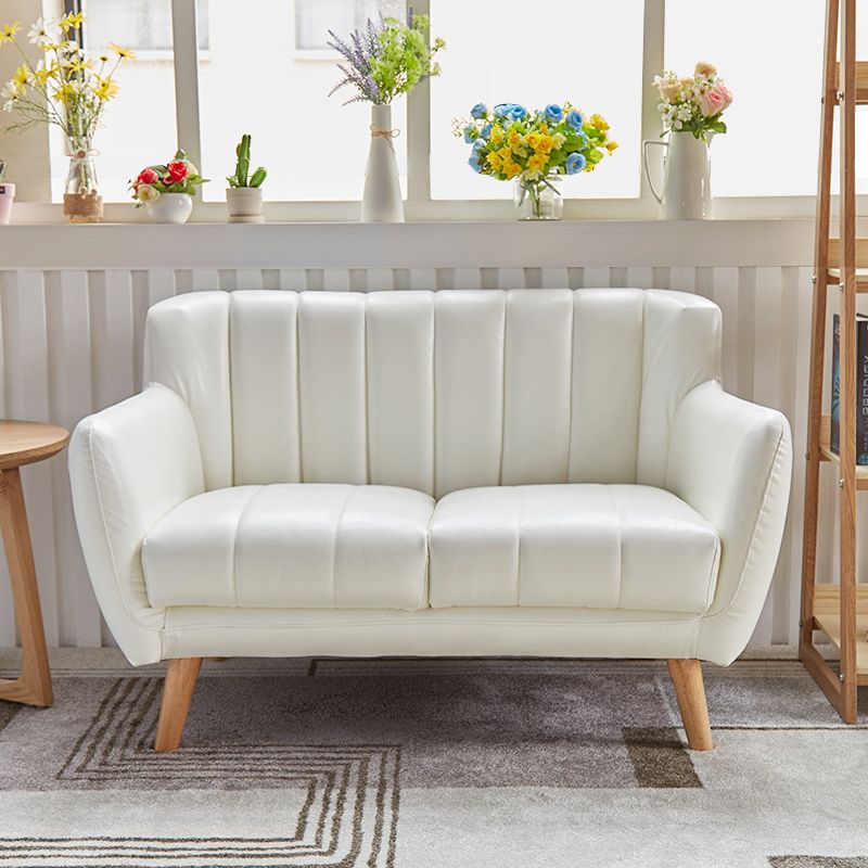 Faux Leather Stain Resistant Sewn Pillow Back Standard Sofa Couch