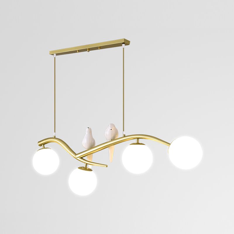 Contemporáneo de lámparas de la isla Sphere Glass 4 luces de la isla