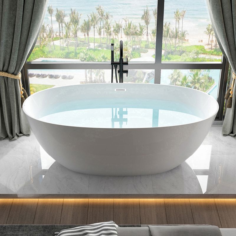 Soaking Oval Freestanding Bathtub Modern Acrylic Bathtub with Overflow Trim