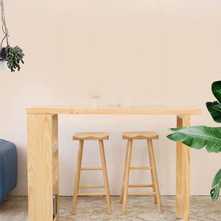 Modern 1/2/3/4 Pieces Bar Table Set Rectangle Pine Wood Counter Table with High Stools