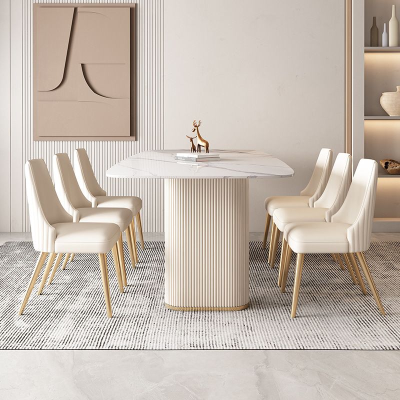 Nordic Style Sintered Stone Rectangle Table Set 1/4/5/7 Pieces Set