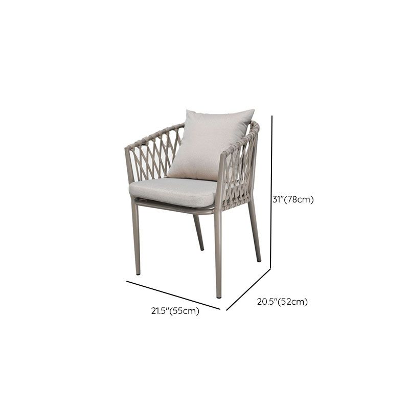 Contemporary Upholstered Outdoor Bistro Chairs Metal Patio Dining Armchair