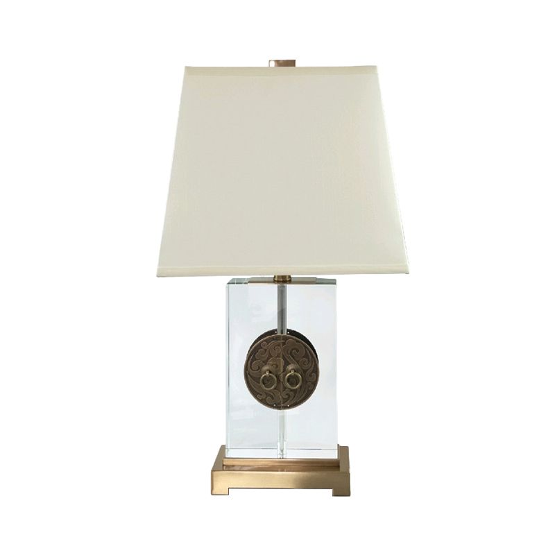 Scrivania in tessuto rettangolare luce modernista cristallo chiaro 1 lampada da tavolo notturna in oro