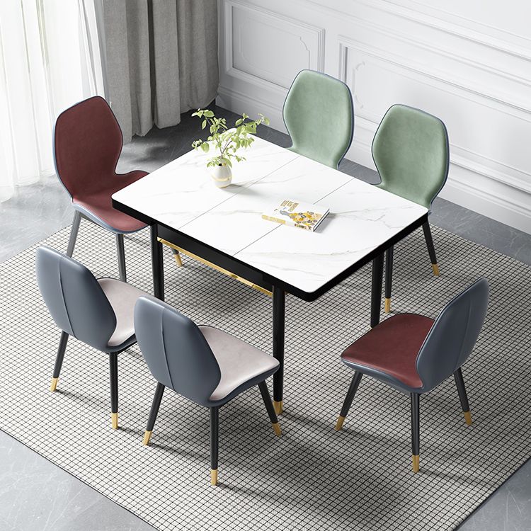 Industrial Style Stone 31.5''Dining Table Square 4 Legs Table for Dining Room