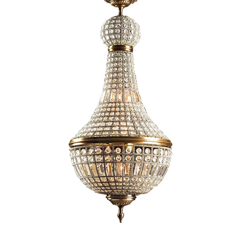 Brass Empire Chandelier French Country Crystal Bedroom Ceiling Pendant Light Fixture
