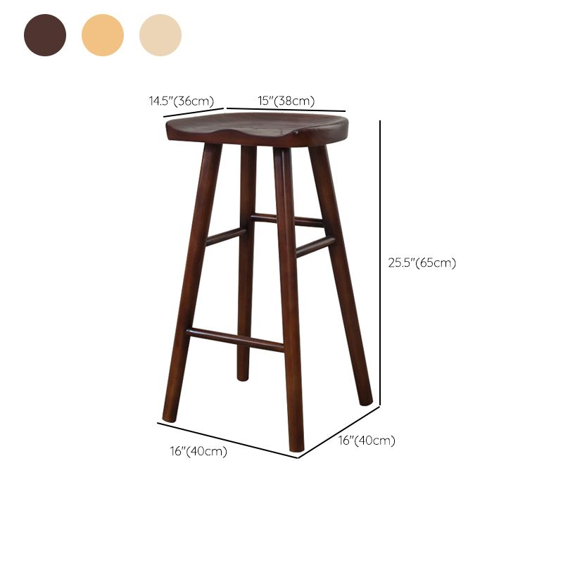 Modern Armless Backless Counter Stool Wood Cafe Bar Stool with Wooden Seat and Pedal