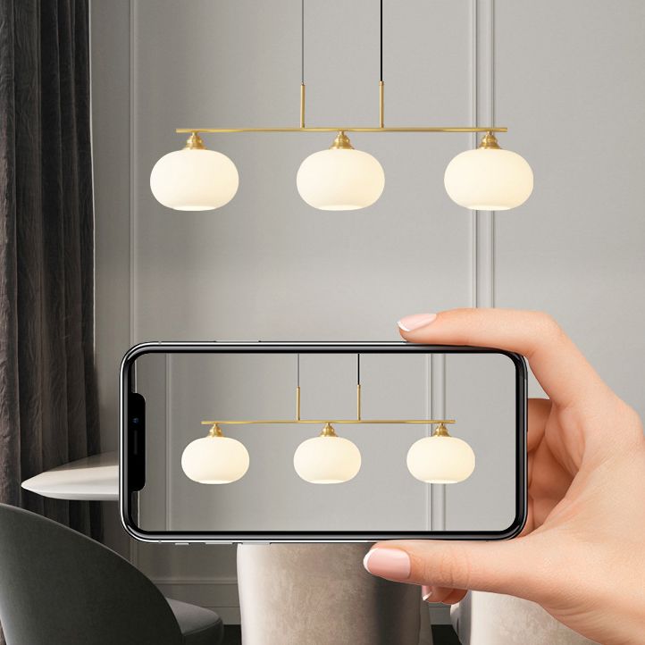 Glass Hanging Lamps Lantern-Shape Island Light Fixture for Dining Room