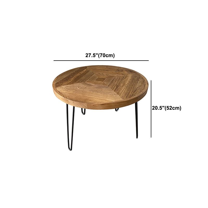 Nordic Style Cocktail Table Brown Elm Wood Top Metal Base Round/square Coffee Table