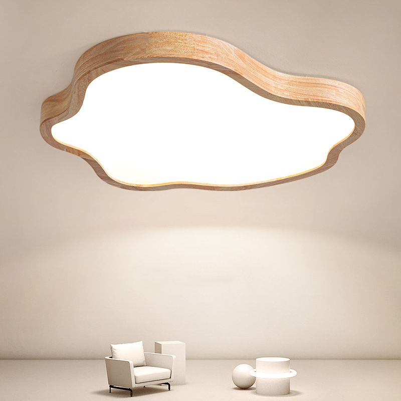 Modernism Acrylic Ceiling Light Wood Flush Mount Lighting for Bedroom
