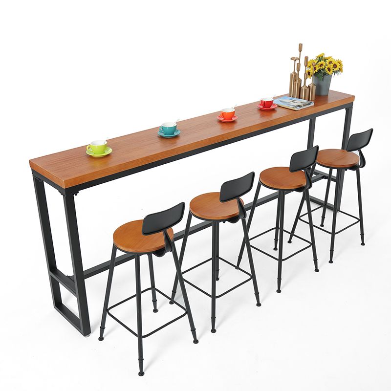 Modern Bar Table Set 1/2/5 Pieces Rectangle Bar Table and Stool with Metal Footrest