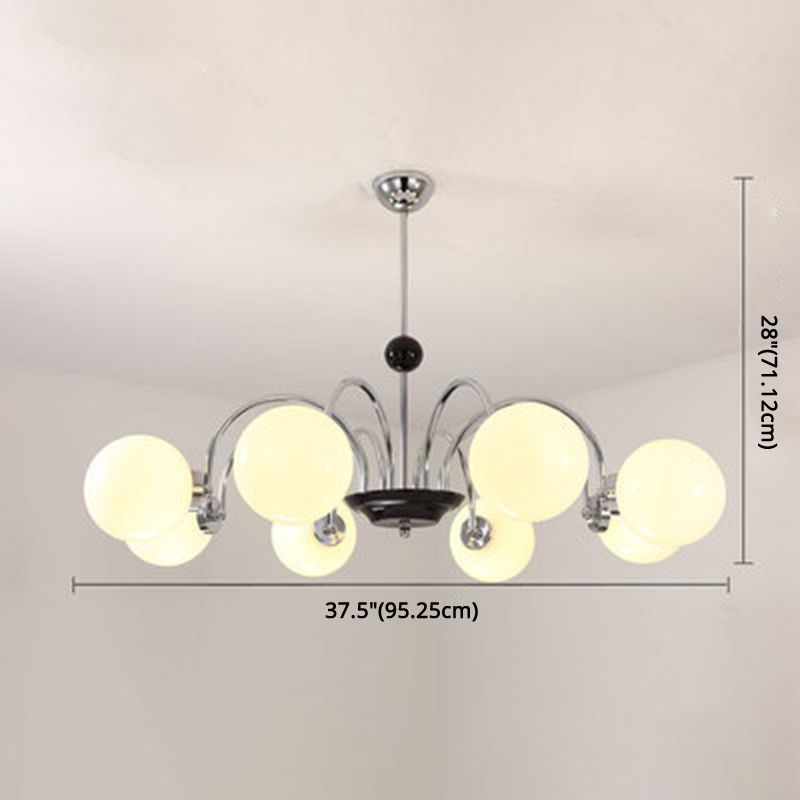 Globe Chandelier Lighting Fixtures Modern White Glass Suspension Light for Bedroom