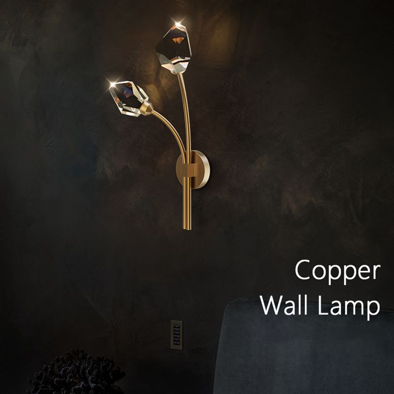 Simplicity Metal Wall Sconce with Clear Crystal Shade Postmodern Sconce Light Fixture
